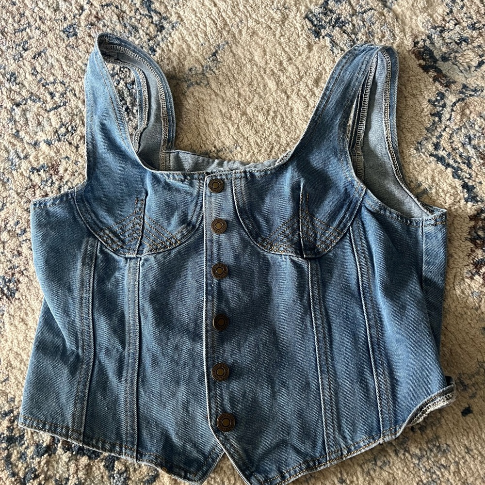 Denim Button-Up Corset Top